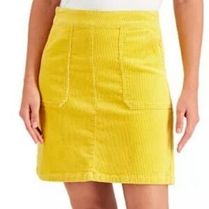 Charter Club Yellow Corduroy Skirt with Paisley Lining And Patch Pockets 12